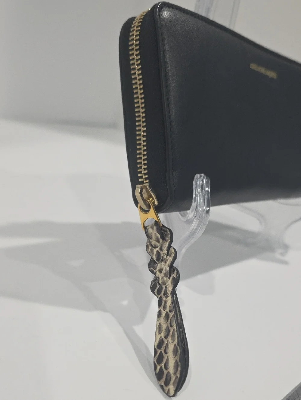 ✅ Alexander McQueen Black + Rock Continental Wallet with Snake-textured Pull